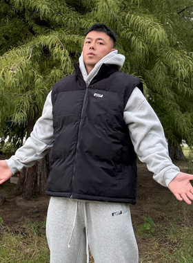 ABDP秋冬立领坎肩马甲运动休闲宽松背心拉链男女通用保暖棉上衣