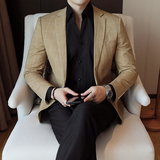 人模图2025新款男士休闲西服修身西装格子单西外套DX6907P165，男装西服套装，电商D216