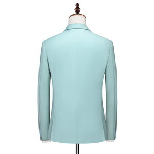 薄荷绿M-6XL外贸西服套装三件套一粒扣2边开叉男士西装7001P190,咖啡色西装怎么搭配衬衣图片
