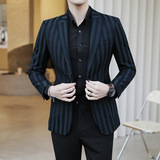模特图2025年男士春季青年时尚休闲条纹西装单西外套DX6104P165，男装西服套装，电商D216