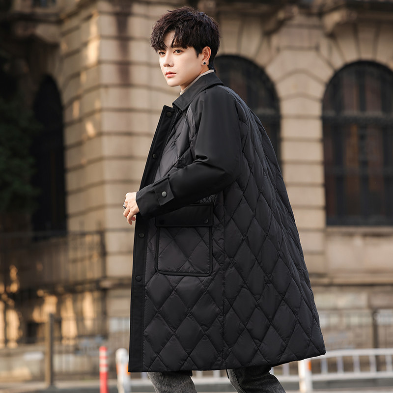 模特图男士90白鸭绒中长款羽绒服外套2442P245,男装羽绒服,电商D216