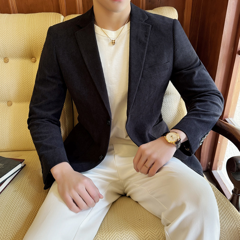灯芯绒款2025年男士休闲西服修身西装纯色单西外套DX6948P165,男装西服套装,电商D216