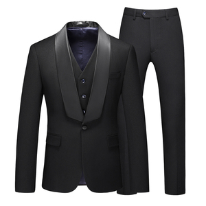 3D图-外贸新款男士西服套装青果领西装三件套礼服款套装6901P310图片