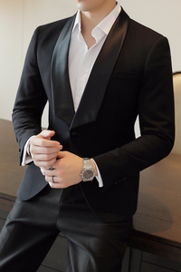 人模图2023-新款男士休闲西服时尚青果领修身西装单西DX6901P165图片