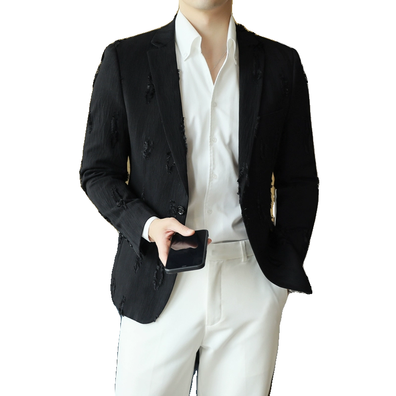 模特图2025年男士休闲西服修身时尚西装单西外套DX6960P225,男装西服,电商D216