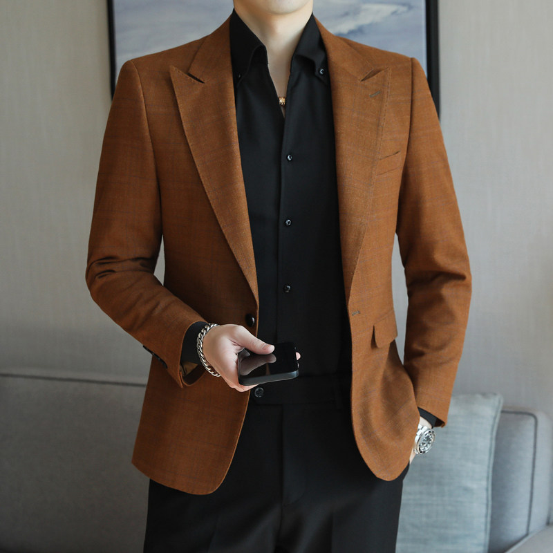 人模图2025新款男士休闲西服时尚修身西装单西外套6933P165图片