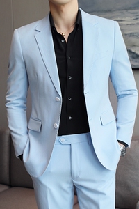 模特图-2025年新款西服套装二件套男士礼服套装LJT6837P240图片
