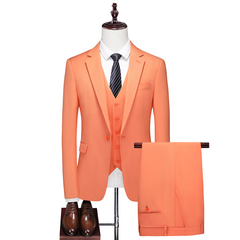 橙色M-6XL外贸西服套装三件套一粒扣2边开叉男士西装 不单卖P190