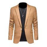 镂空图2025新款男士休闲西服修身西装格子单西外套DX6908P165，男装西服套装，电商D216