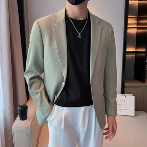 模特图-男士休闲西服韩版修身西装单西外套F6921P165,冲锋衣能搭配西服吗图片