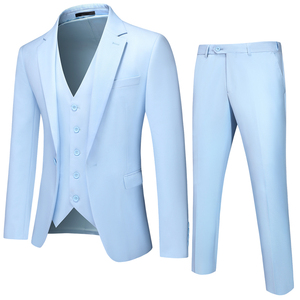 M-6XL外贸西服套装三件套一粒扣松紧腰男士西装 7001P190图片