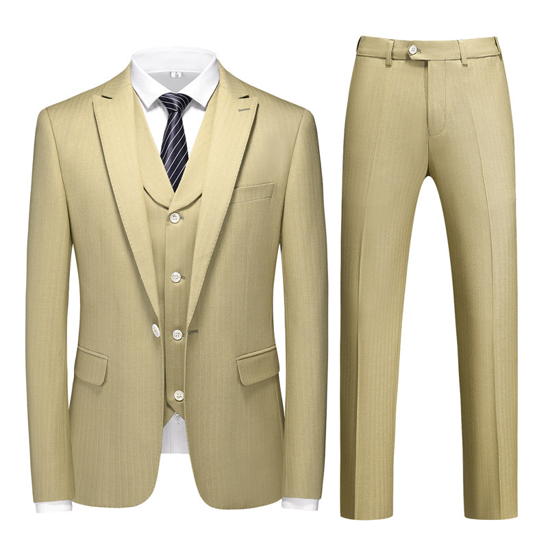 镂空图男士休闲西服套装三件套时尚修身礼服条纹西装SJT6932P300，男装西服套装，电商D216