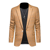 假模图2025新款男士休闲西服修身西装格子单西外套DX6908P165，男装西服套装，电商D216