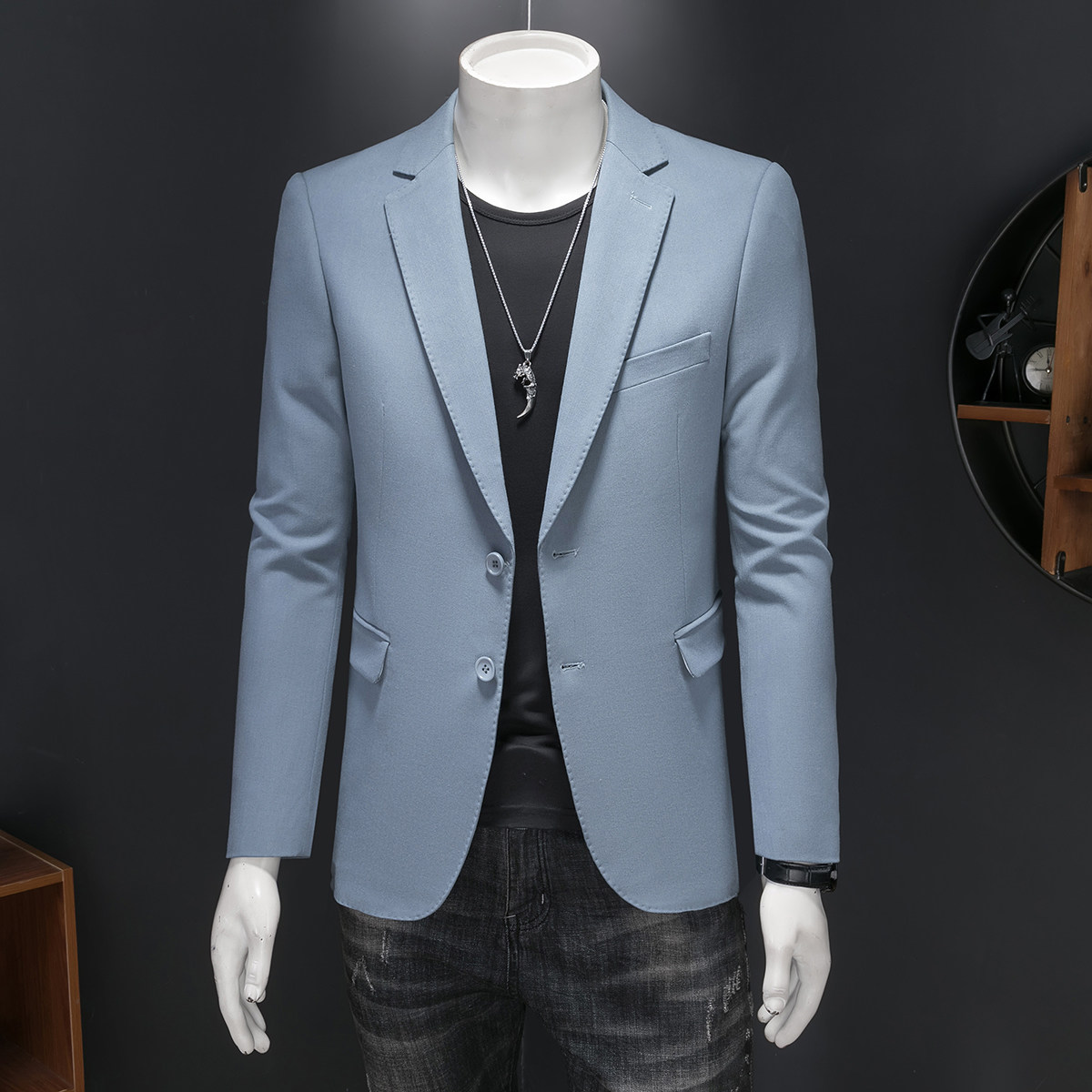 假模图新款男士休闲西服修身西装纯色单西外套上衣DX6997P165,男装西服,电商D216