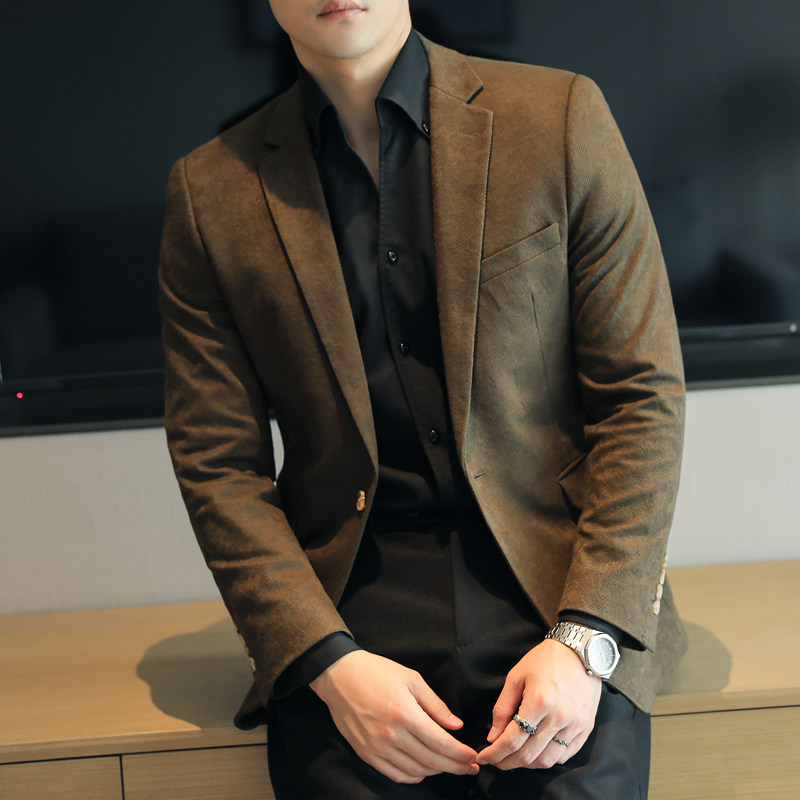 模特图2025年男士休闲西服修身时尚西装单西外套DX6953P185,男装西服套装,电商D216