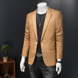 假模图2025新款男士休闲西服修身西装格子单西外套DX6908P165，男装西服套装，电商D216