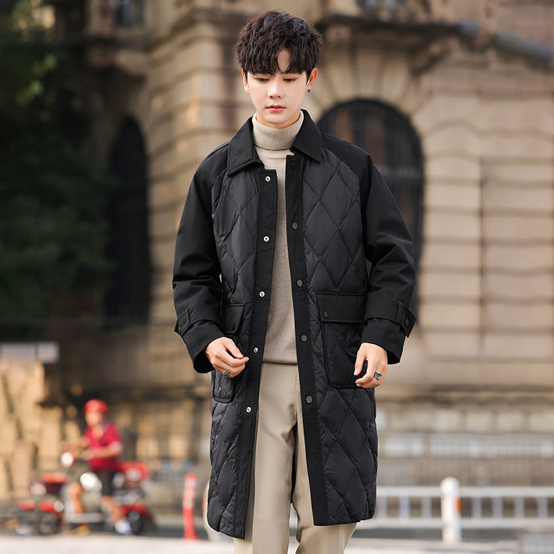 模特图男士90白鸭绒中长款羽绒服外套YR2442P245，男装羽绒服，电商D216