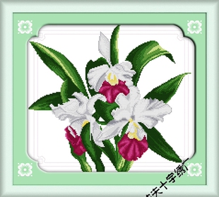 坚温情绽放正方淡雅卧室书房十字绣 针爱99百合花十字绣新款