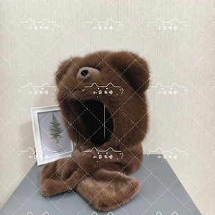 亲子帽子冬款成人防严寒加厚加密可爱小熊护耳帽秋冬季保暖毛线帽