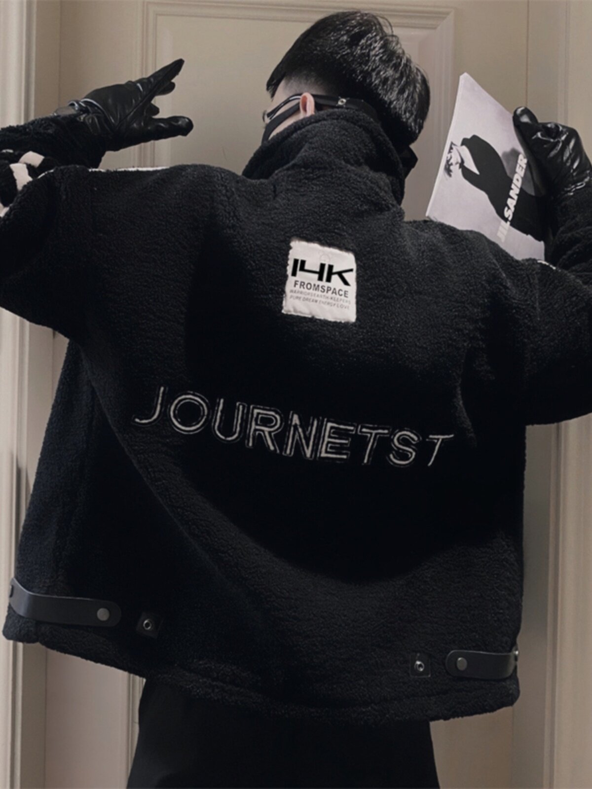 오보이의 인기 겨울 남성용 그래뉼러 벨벳 코튼 코트 트렌디한 브랜드 레터 자수 코튼 코트 두꺼운 폴라 플리스 남성용 트렌디 재킷