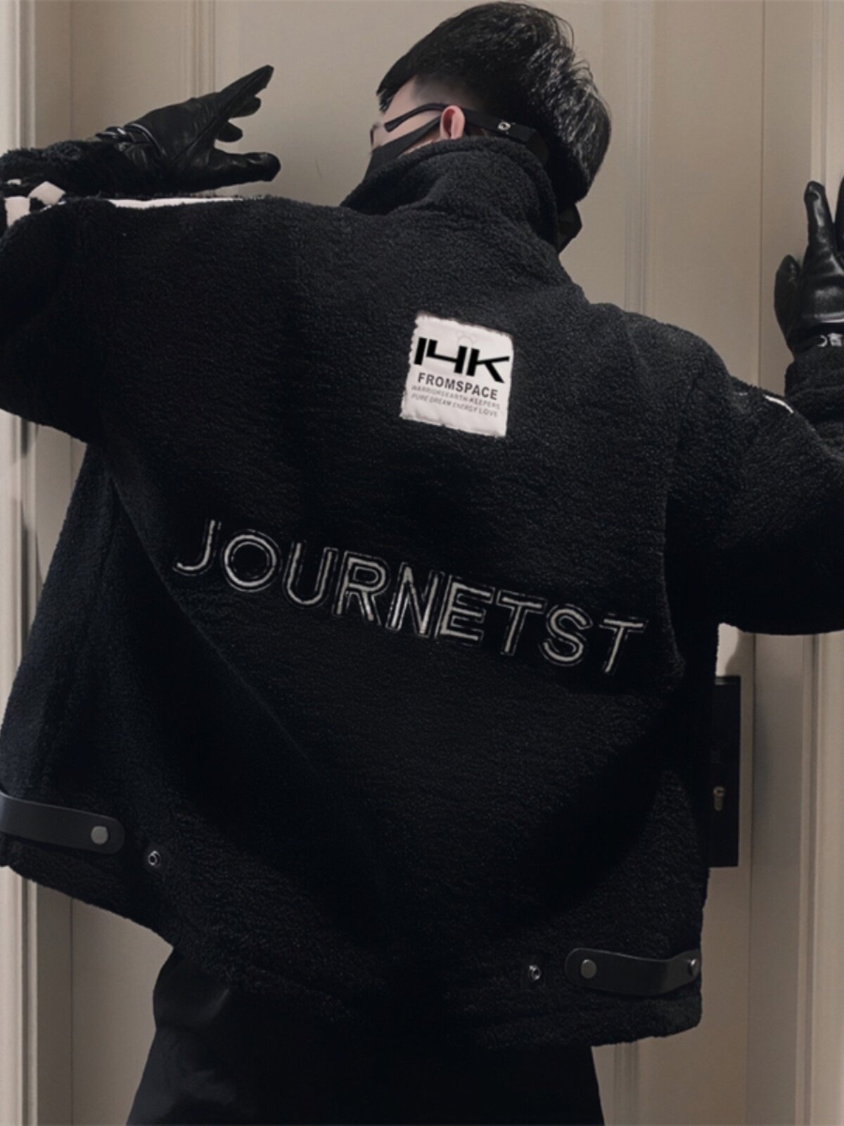 오보이의 인기 겨울 남성용 그래뉼러 벨벳 코튼 코트 트렌디한 브랜드 레터 자수 코튼 코트 두꺼운 폴라 플리스 남성용 트렌디 재킷