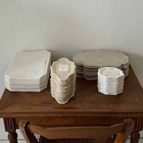 手工全麻亚麻餐具垫杯垫