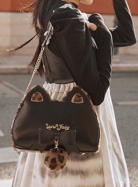 芋泥优优 隐形豹猫猫 原创豹纹甜酷辣妹Y2K猫咪腋下包链条单肩包