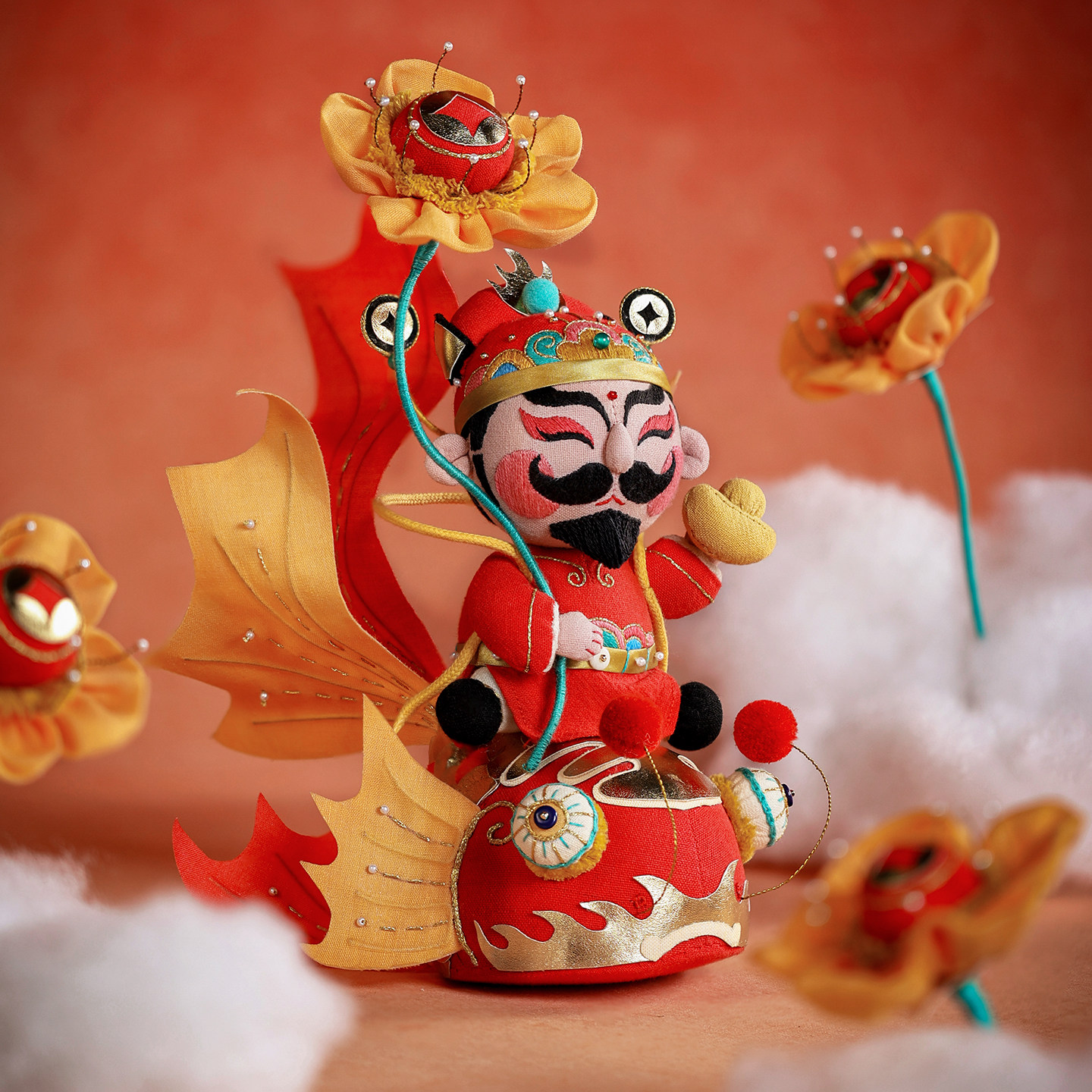 王的手创《金玉财神》刺绣手工diy材料包布艺高端玩偶新年礼物