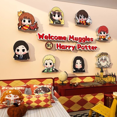 儿童房间布置墙面装饰挂画哈利波特贴纸改造主题海报电梯门
