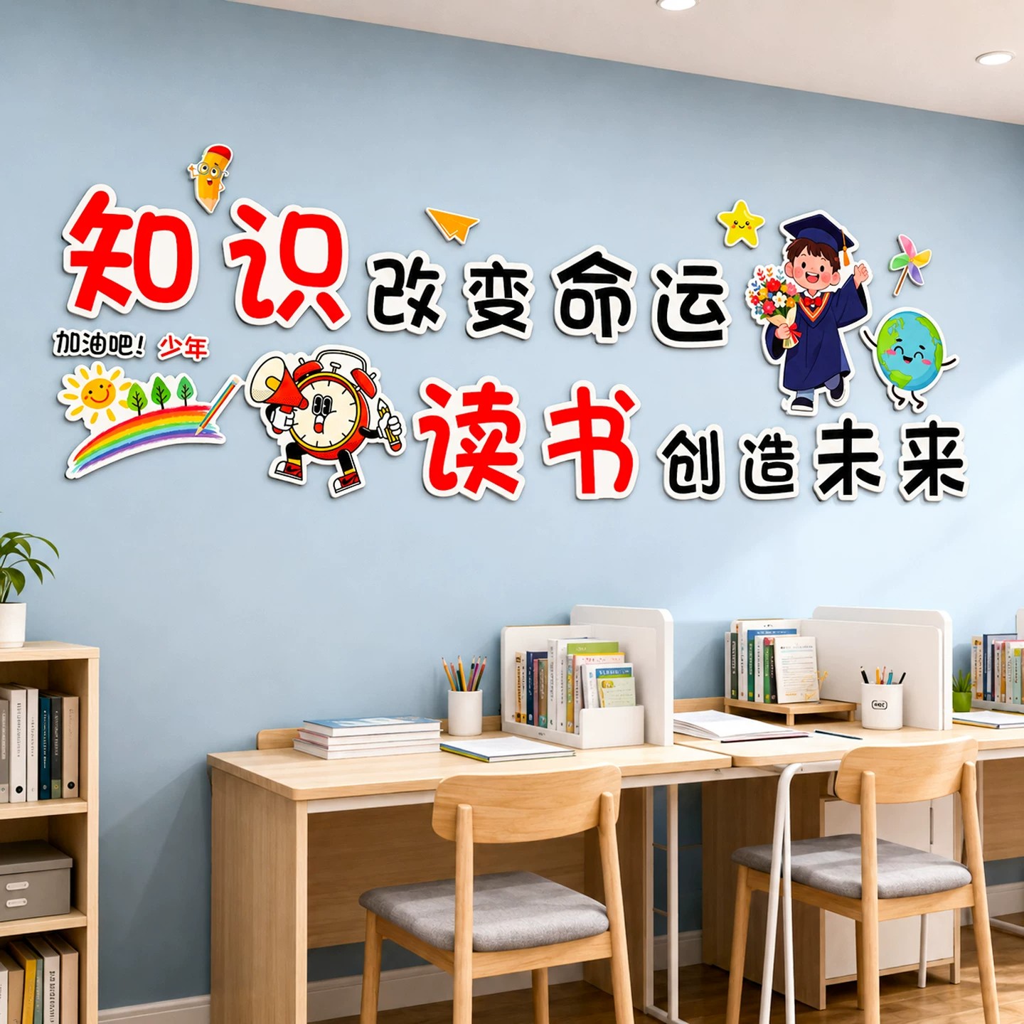 自习教室氛围装饰激励志标语托管辅导班级布置教培机构文化墙贴纸
