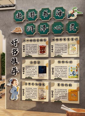 图书角布置装饰阅读区教室班级文化墙贴开小学阅读公约环创幼儿园