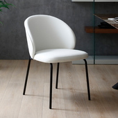北欧设计师餐椅高级感家用现代简约白色超纤皮椅子意式 软包丹麦椅