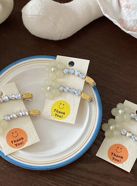 甜美黄色花朵水钻发夹可爱头饰边夹侧边女高级感韩系碎发刘海夹