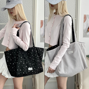 帆布包单肩包百搭手提包 星星印花托特包女大容量时尚 2026新款 爆款