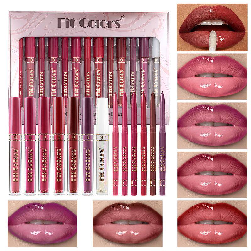 Fit Colors 6+7唇彩唇线笔套盒装哑光不易沾杯勾唇笔不易脱色唇釉