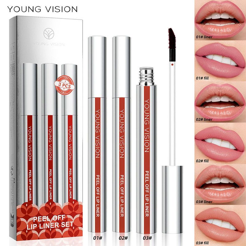 YOUNG VISION 3支装撕拉唇线笔剥离式唇线不易晕染哑光勾线唇跨境