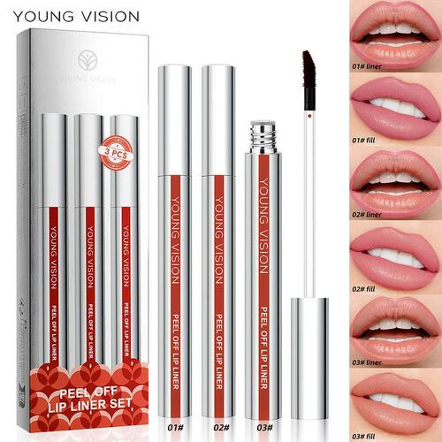 YOUNG VISION 3支装撕拉唇线笔剥离式唇线不易晕染哑光勾线唇跨境