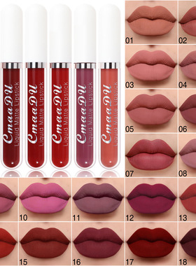 CmaaDu18色哑光不沾杯唇彩 防水持久口红跨境外贸速卖通新品爆款