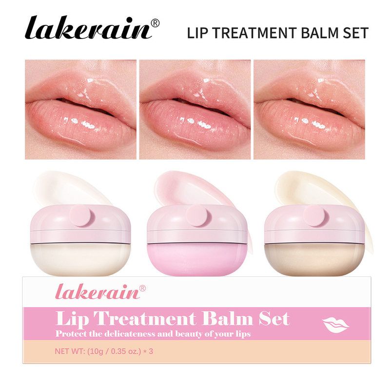 lakerain唇部护理膏套装保湿滋润持久呵护唇周三支装唇膏组合跨境