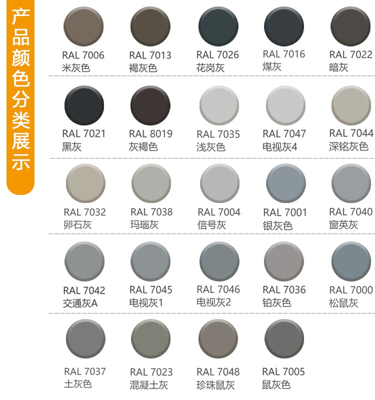 ral7022暗灰色ral7021黑灰色7023混凝土灰色自动手摇喷漆劳尔油漆