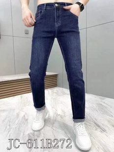 牛仔裤 小清新潮裤 611B272新款 小脚直通男裤 高腰大 修身 箭车男士