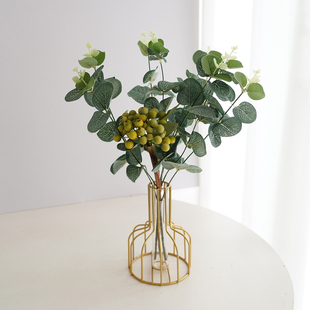 高级感逼真森系仿真绿植浆果花瓶小盆栽植物装饰餐桌茶几桌面摆件