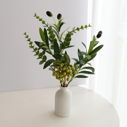 仿真花假花绿植小摆件仿真尤加利叶橄榄枝盆栽场景布置客厅装饰品