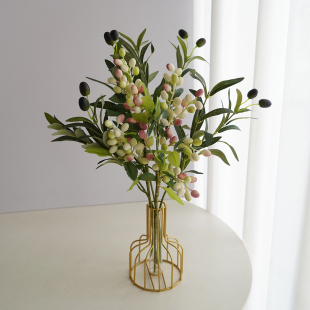仿真花橄榄枝绿叶假花客厅插花浆果桌面装饰花瓶软装绿植摆件花束
