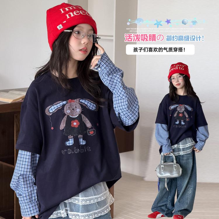 TT1250 女童休闲卫衣假两T恤