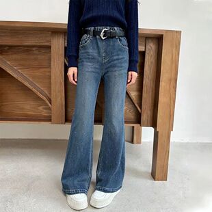 TT3342 年款原版实体品质 升级弹力女童加绒牛仔裤烫钻显瘦喇叭裤