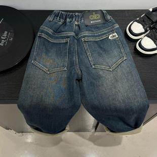 冬装 2025新款 裤 子儿童大童冬款 男孩 HJ男童牛仔裤 一体绒休闲裤 冬季