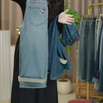 XF女童加绒牛仔裤卡通猫咪直筒裤毛巾绣窄版长裤,童装/婴儿装/亲子装,儿童牛仔裤,淘宝优惠券,粉丝福利购,淘宝优惠卷