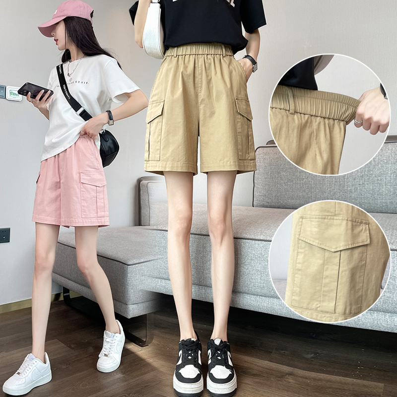 高腰休闲裤五分工装裤少女