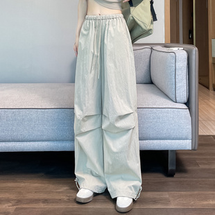 青少年高中初中学生春夏工装裤子女2026新款宽松直筒阔腿运动裤